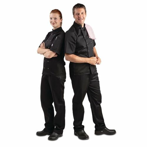 Whites Vegas Unisex Chefs Jacket Short Sleeve Black XXL - A439-XXL - 10