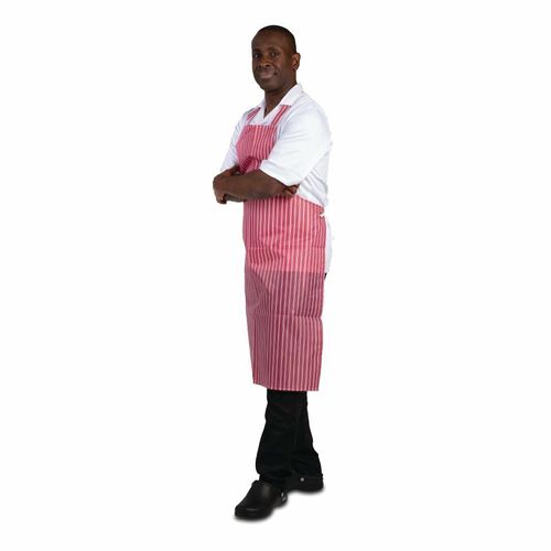 Whites Waterproof Bib Apron Red And White Stripe - A581 - 2