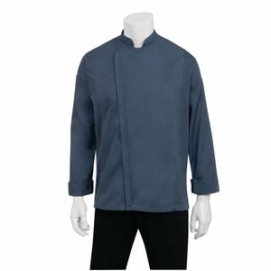 Chef Works Hartford Lightweight Zipper Unisex Chef Jacket Blue XL - BB084-XL - 3