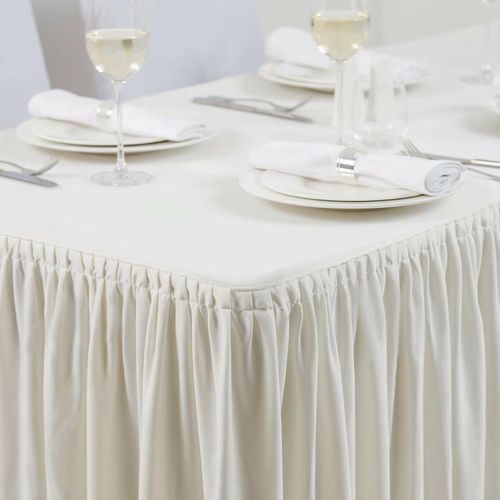Table Top Cream Cover & Skirting - Plissé Style - CB085 - 2
