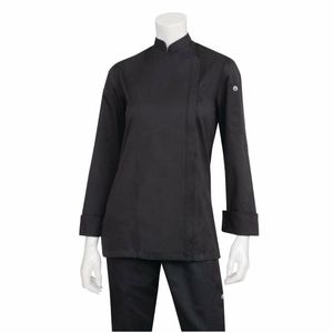 Chef Works Hartford Lightweight Zip Womens Chef Jacket Black XS - BB090-XS - 3