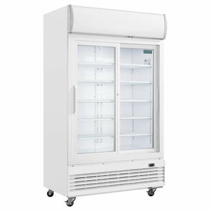 Polar G-Series Upright Display Cooler with Light Box 950Ltr with Sliding Doors - GE581 - 1