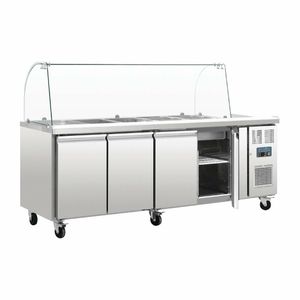 Polar U-Series Four Door Refrigerated Gastronorm Saladette Counter - CT395 - 3