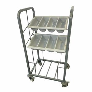 Craven Steel Two Tier Cutlery and Tray Dispense Trolley - GG139 - 1