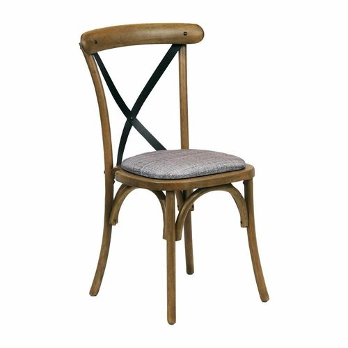 Bristol Dining Chair Weathered Oak with Padded Seat Helbeck Charcoal (Pack of 2) - 1