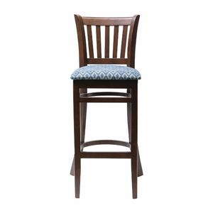 Manhattan Dark Walnut Bar Chair with Blue Diamond Padded Seat - 3