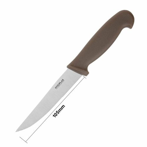 Hygiplas Vegetable Knife Serrated Brown 10.2cm - 5