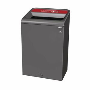 Rubbermaid Configure Recycling Bin with Plastic Recycling Label Red 125Ltr - CX965 - 1