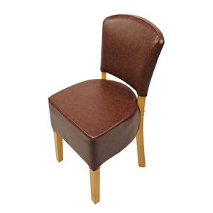 Hanoi Dining Chair In Soft Oak with Bison Vinyl Espresso (Pack of 2) - HP768 - 1