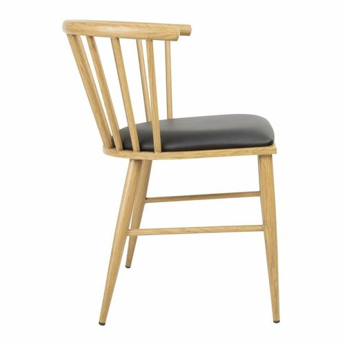 Bolero Harrowdene Padded Metal Side Chairs Wood Effect (Pack of 2) - FU528 - 3