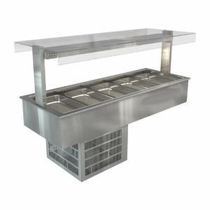 Cossiga Linear Series Drop-in Refrigerated Well w/Flat Top Sneeze Guard 1825mm - HT628 - 1