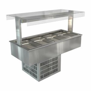 Cossiga Linear Series Drop-in Refrigerated Well w/Flat Top Sneeze Guard 1485mm - HT627 - 1