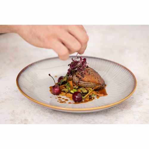 Olympia Drift Grey Embossed Coupe Low Bowls 260mm (Pack of 4) - FU197 - 18