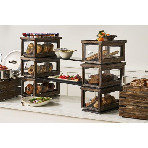 Steelite D.W. Haber Fusion Ash Grey Stackable Bakery Box with Acrylic Drawer - VV4491 - 3