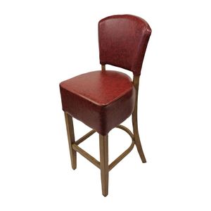 Hanoi Bar Chair in Weathered Oak with Bison Bordeaux Vinyl - HP784 - 1