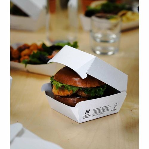 Notpla Clamshell Burger Boxes - White (Pack of 200) - HW504 - 3
