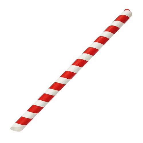 Fiesta Compostable Bubble Tea Straw Red & White 12x210mm (Pack of 150) - HU368 - 1