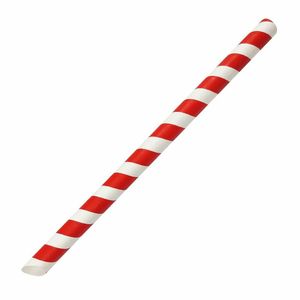 Fiesta Compostable Bubble Tea Straw Red & White 12x210mm (Pack of 150) - HU368 - 1