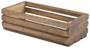 Genware Dark Rustic Wooden Crate 25 x 12 x 7.5cm - 1