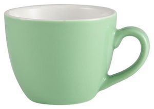Genware Porcelain Green Bowl Shaped Cup 9cl/ 3oz (Pack of 6) - 1