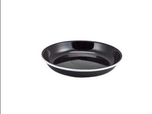 Enamel Rice/ Pasta Plate Black with White Rim 24cm - 1