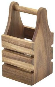 Acacia Wood Cutlery Holder 10 x 10 x 20cm - 1