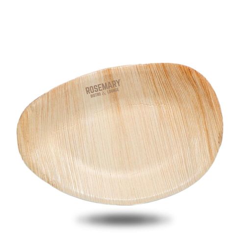 Custom Branded Ellipse Disposable Palm Leaf Bowl - 1