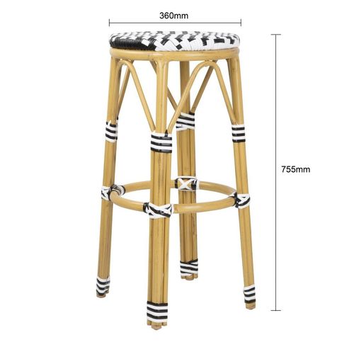 Bolero Parisian Style PE Rattan Bar Stools Black (2 Pack) - HZ144 - 2