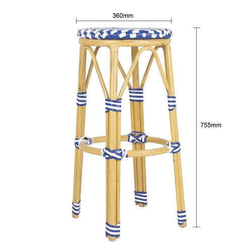 Bolero Parisian Style PE Rattan Bar Stools Blue (2 Pack) - HZ145 - 2