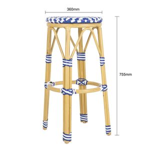 Bolero Parisian Style PE Rattan Bar Stools Blue (2 Pack) - HZ145 - 3