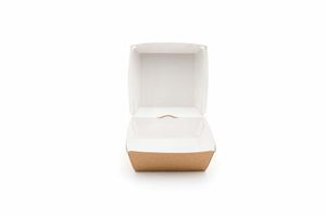 Extra Large Kraft Compostable Clamshell Burger Box (Case of 250) - 3