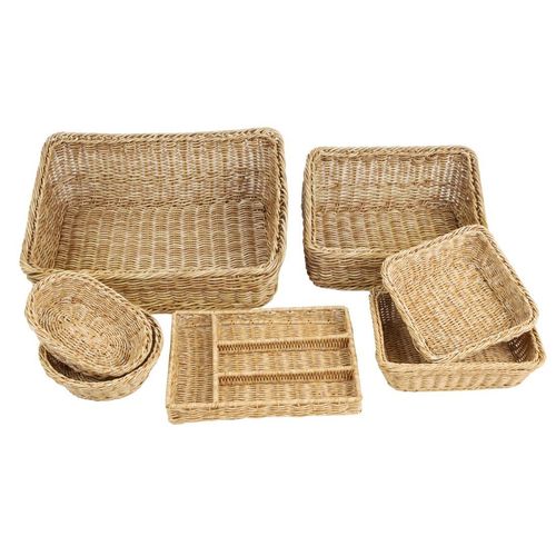 Olympia Polywicker Rectangular Display Basket Light Brown 525x385mm - JA356 - 4