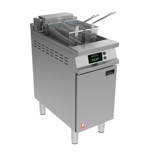 Falcon Dominator Plus E3840FXP Single Pan Twin Basket Programmable Electric Filtration Angel Fryer on Feet - JB730 - 1