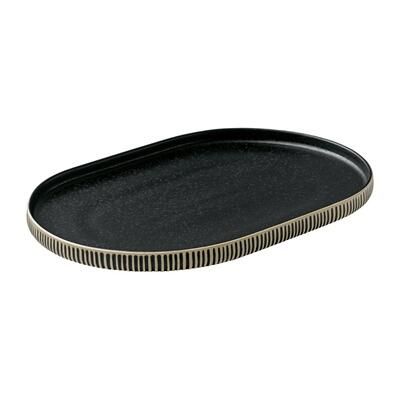 Playground Nara Black & White Oval Plates 300x200mm (6 Pack) - JE539 - 1