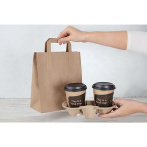 Fiesta Recyclable Flat Handle Brown Paper Bags Medium (250 Pack) - JA528 - 3