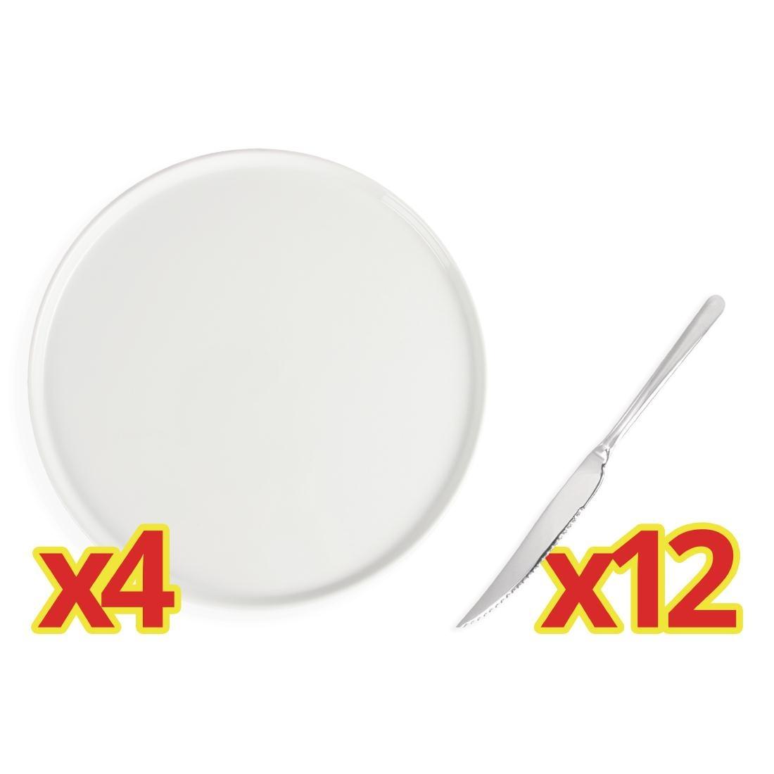 S776 - Special Offer Olympia Pizza Plates and Pizza Knives - Each - S776