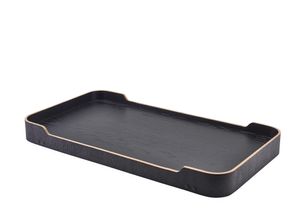 GenWare Black Wood Veneer Room Service Tray 59 x 30 x 23cm - WVT-RS5930BK - 1