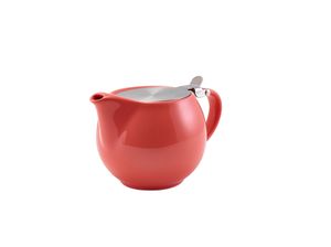 GenWare Porcelain Coral Teapot with St/ St Lid & Infuser 50cl/ 17.6oz (Pack of 6) - 395950CRL - 1