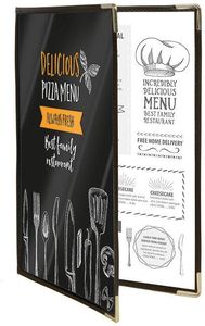 Crystal Pack Of 3 4-page Menu Covers Folding A4 Format 37.5x27cm - 012424 - 1