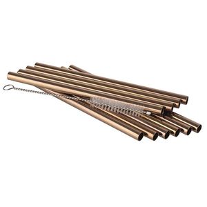 Packet Of 10 Copper Stainless Steel Straws With Cleaning Brush - 060688 - 1