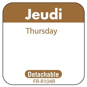 Roll Of 1,000 Ubd Stickers Weekdays 2.5x2.5cm Thursday Brown - 257024 - 1