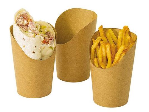 Box Of 1,000 (20 Bags Of 50) Brown Paper Snack Pots For Wraps Or Chips Ø Base 80 H 134 Mm - 708752 - 1