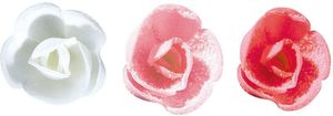Box Of 60 Wafer Cake Decorations, Assorted Crystalised Mini-roses Pink, Red, White Ø 30 Mm - 911020 - 1