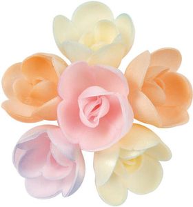 Box Of 72 Wafer Cake Decorations, Assorted Pastel Roses Ø 40 Mm - 911071 - 1