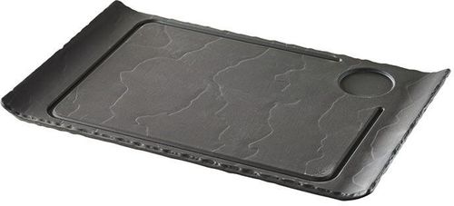 Basalt Raised Edge Rectangular Burger Plate 33x20cm - 990705 - 1