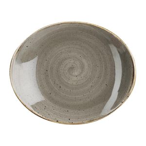 Churchill Stonecast Orbit Oval Coupe Plates Peppercorn Grey 192x160mm (12 Pack) - FF675 - 1