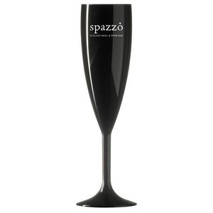 Custom Branded Reusable Plastic Champagne Flute (187ml/6.6oz) Black & White - C2229 - 1