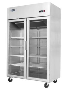 Atosa YCF9402GR Slimline Glass Double Door Upright Fridge, 900 Litres - YCF9402GR - 1