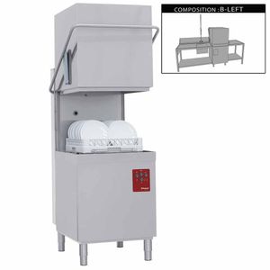 Diamond DCS9/6/B-S 500mm Basket Passthrough Hood Dishwasher with 1 Entry/Exit Table, Left Side Pre-wash Table - DCS9-6-B-S - 1