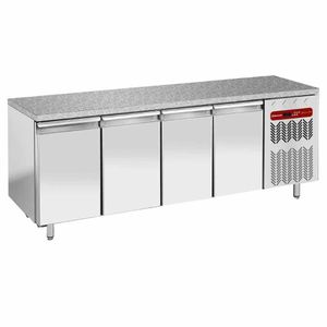 Diamond TP4B/HG-R2 4 Door Stainless Steel Granite Top Freezer Counter with Splashback, 760 Litres - TP4B-HG-R2 - 1
